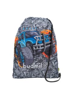   Sac gimnastică băieți, imprimeu mașină, negru-albastru - Budmil Amara
