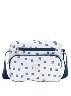 Geantă crossbody femei, alb-albastru - Budmil Nicole