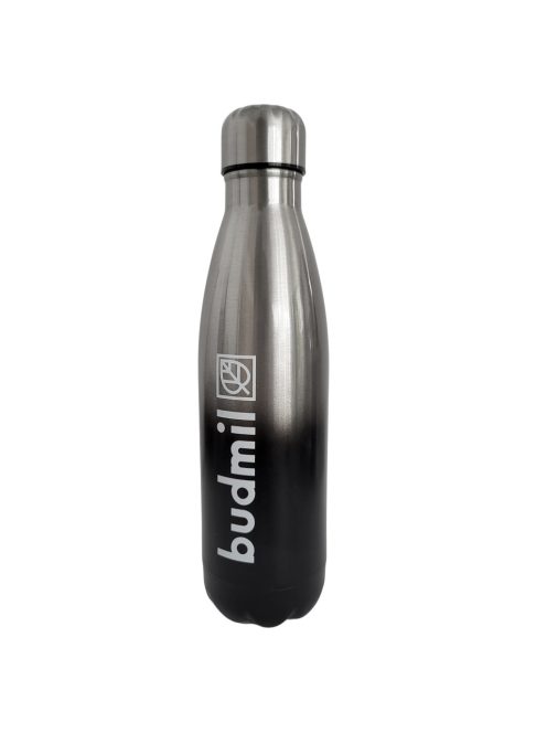 Bidon 500 ml din oțel inoxidiabil, negru-argintiu - Budmil