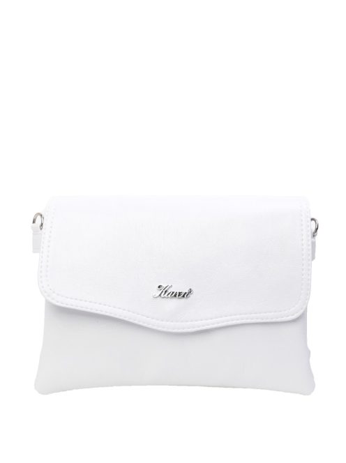 Geantă crossbody femei din piele fibră, alb - Karen Ula