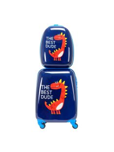   Troler pentru copii cu 4 roți + rucsac, dragon, albastru - Bontour Kids