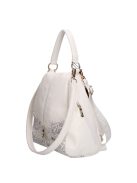 Rucsac/geantă de umăr femei, piele fibră, imprimeu floral alb - Karen Natan