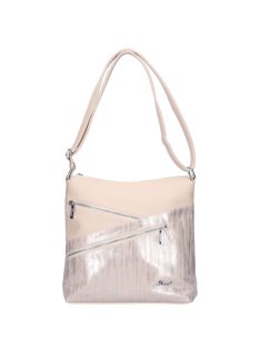   Geantă crossbody femei din piele fibră, bej-rose gold - Karen Wiola