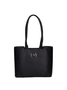   Geantă de umăr femei, piele fibră cu imprimeu floral, negru - Karen Maria