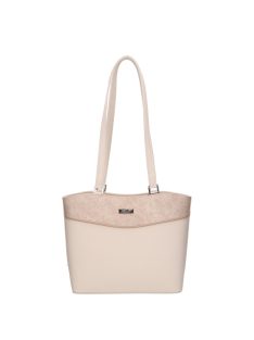   Geantă de umăr femei, piele fibră cu imprimeu floral, bej - Karen Ce-Adamin