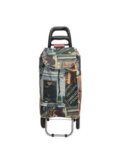   Cărucior de piață cu 2 roți, imprimeu, negru - Beagles Shop & Go
