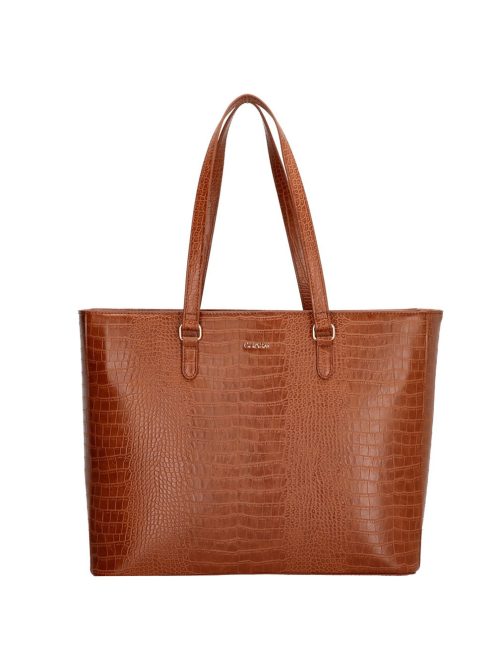 Charm London Midwood konyak barna krokó női laptoptartós válltáska 15,6"