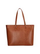 Charm London Midwood konyak barna krokó női laptoptartós válltáska 15,6"