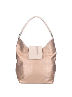   Geantă de umăr femei, piele fibră, rose gold-bej - Karen Amantia