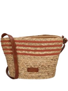   Geantă crossbody din paie femei, bej închis-maro cognac - Piero Erbacci Natural Life