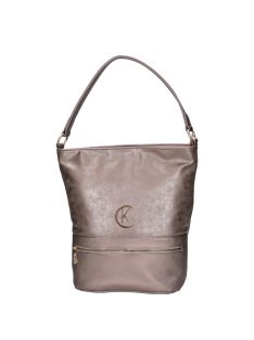 Geantă de umăr femei, piele fibră, bronz - Karen Ce-Wilma