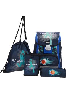   Set ghiozdan pentru copii mici cu basketball, băieți, 4 piese, albastru - abc123