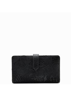Portofel femei cu imprimeu floral, mediu, negru - Desigual