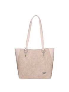   Geantă de umăr femei, piele fibră cu imprimeu floral, bej - Karen Kryspina