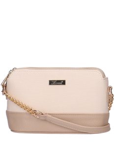   Geantă crossbody din piele fibră femei, mic, bej închis-bej - Karen Miki