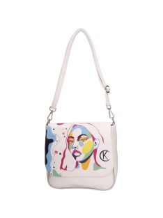 Geantă crossbody din piele fibră femei, alb - Karen Tosia