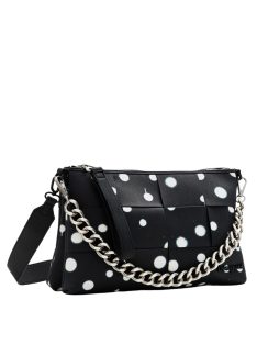   Geantă crossbody femei, imprimeu buline, negru-alb - Desigual