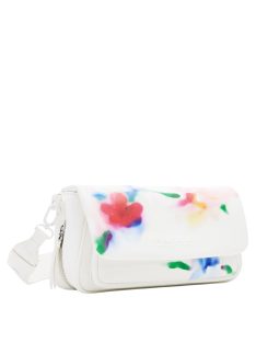 Geantă de umăr femei, imprimeu floral, alb - Desigual