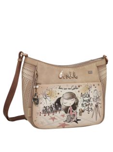 Geantă crossbody femei, bej-maro - Anekke Hollywood