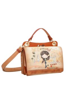 Geantă crossbody femei, bej-maro - Anekke Peace & Love