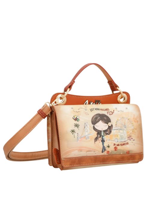 Geantă crossbody femei, bej-maro - Anekke Peace & Love