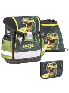 Set ghiozdan băieți cu dinosaur, negru-verde - Belmil