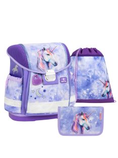 Set ghiozdan fete, imprimeu unicorn, mov - Belmil