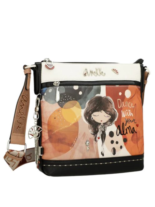Geantă crossbody femei, alb-maro - Anekke Alma