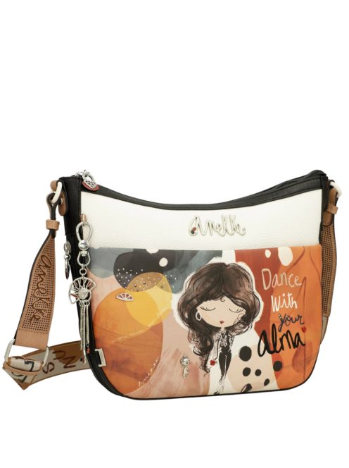 Geantă crossbody femei, alb-maro - Anekke Alma