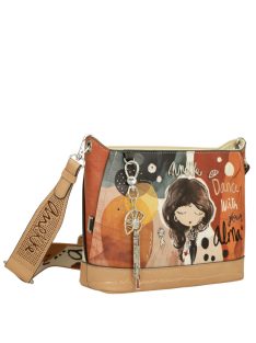 Geantă crossbody femei, alb-maro - Anekke Alma