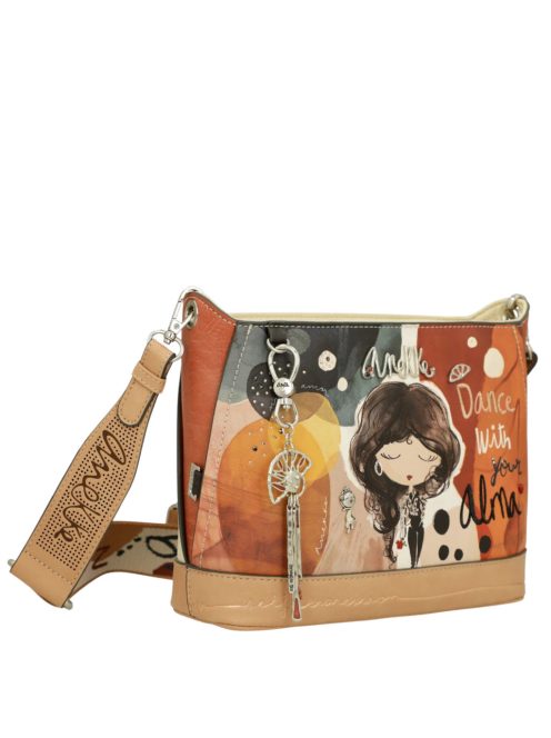 Geantă crossbody femei, alb-maro - Anekke Alma