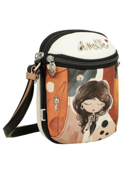 Geantă crossbody femei, mic, alb-maro - Anekke Alma