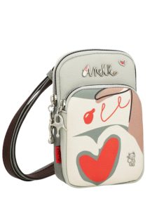 Geantă crossbody femei, mic, bej-gri - Anekke Ole