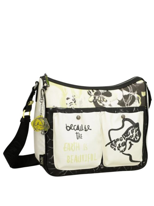 Geantă crossbody femei, alb-negru - Anekke Nature Towanda