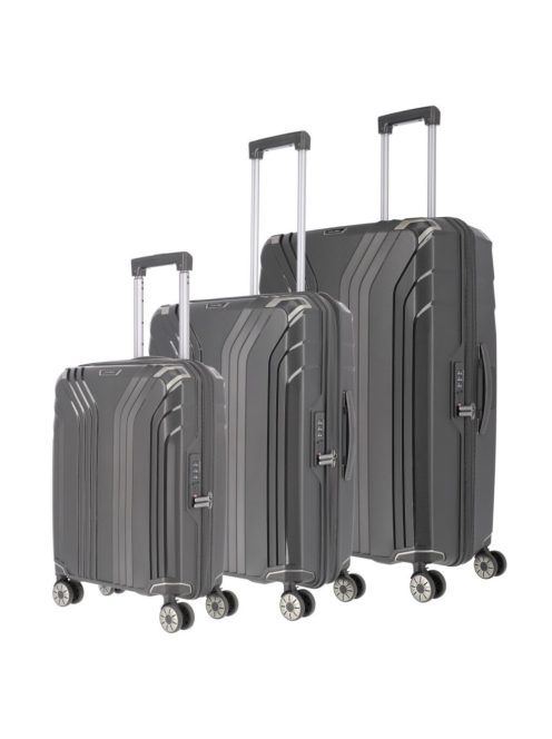 Set troler din 3 piese, 4 roți, negru - Travelite Elvaa