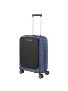   Troler cabină cu buzunar frontal, 4 roți, albastru - Travelite Mooby