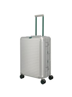   Troler mediu din aluminiu cu clichet, 4 roți, argintiu-verde - Travelite Next