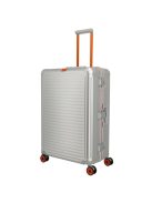 Troler mare din aluminiu cu clichet, 4 roți, argintiu-portocaliu - Travelite Next