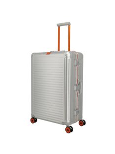   Troler mare din aluminiu cu clichet, 4 roți, argintiu-portocaliu - Travelite Next