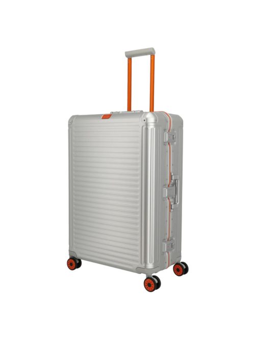 Troler mare din aluminiu cu clichet, 4 roți, argintiu-portocaliu - Travelite Next