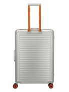 Troler mare din aluminiu cu clichet, 4 roți, argintiu-portocaliu - Travelite Next