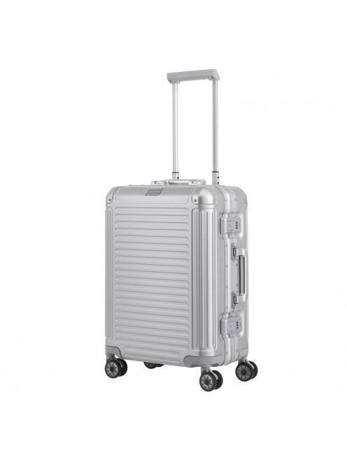 Troler cabină din aluminiu cu clapetă, 4 roți, argintiu - Travelite Next