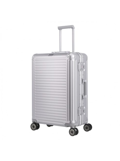 Troler din aluminiu cu clapetă, 4 roți, mediu, argintiu - Travelite Next