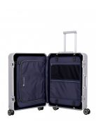 Troler din aluminiu cu clapetă, 4 roți, mediu, argintiu - Travelite Next
