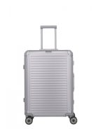 Troler din aluminiu cu clapetă, 4 roți, mediu, argintiu - Travelite Next