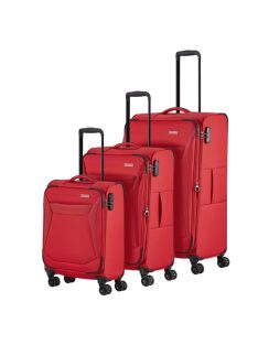 Set troler din 3 piese, 4 roți, roșu - Travelite Chios