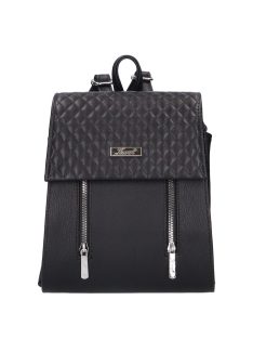   Rucsac femei din piele fibră, mic, matlasat, negru - Karen Audre