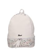 Rucsac femei, piele fibră cu imprimeu floral, alb - Karen Milton