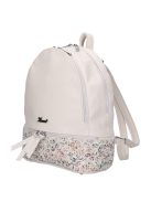 Rucsac femei, piele fibră cu imprimeu floral, alb - Karen Milton