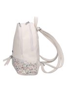 Rucsac femei, piele fibră cu imprimeu floral, alb - Karen Milton